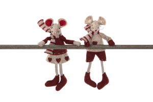 Set med två dekorationsmöss med magneter