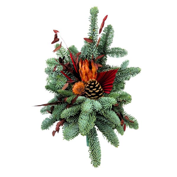 Gravdekoration i oasishållare med nobilisgran